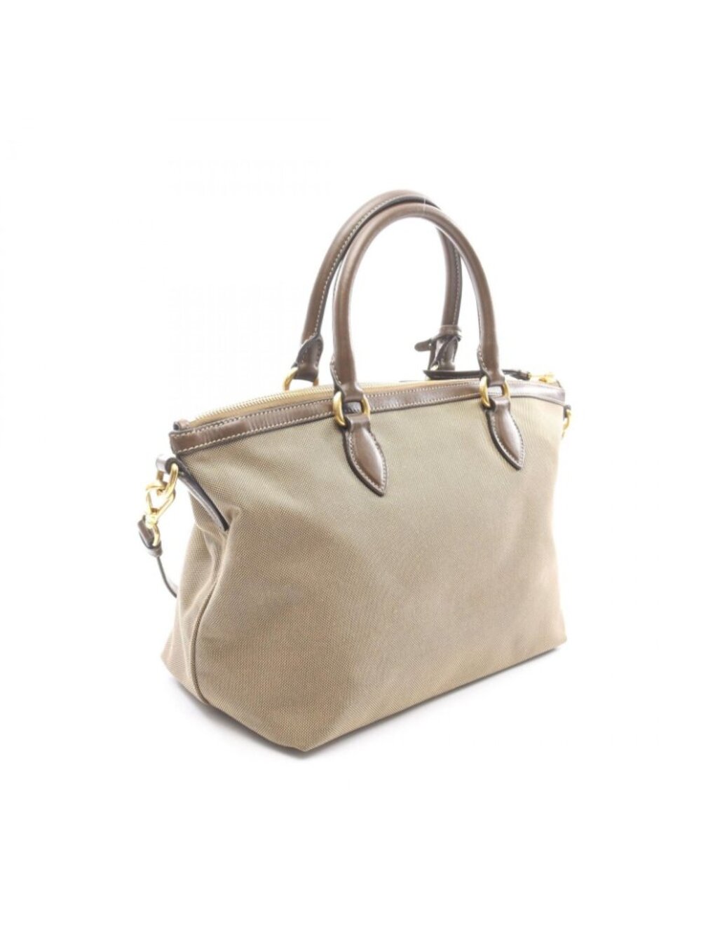 ★SOLD★ Prada Handbag Logo Jacquard 2-Way Beige Brown - Picture 2 of 8